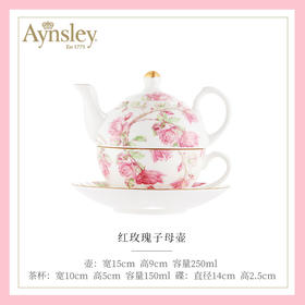 【清仓特惠6折】英国Aynsley安斯丽红蓝玫瑰骨瓷咖啡杯碟英式骨瓷子母壶杯碟家用