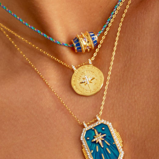订购8周到｜MYA-BAY-BLUE DIWALI BOHEME-蓝色 光明之星 珐琅 守护符 项链［比利时设计师］ 商品图1