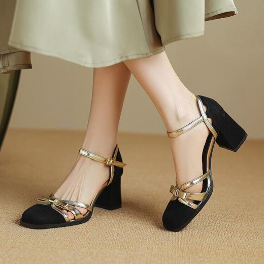 【预售5天】法式复古包头一字扣，拼色镂空中空气质凉鞋XMNEHD&H526 商品图4