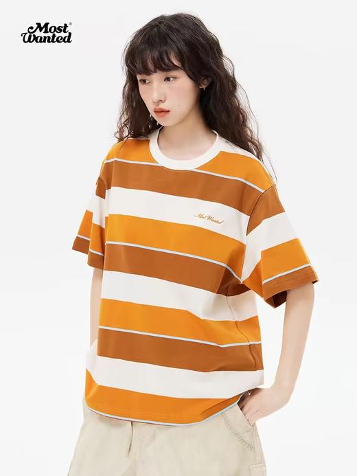 mostwantedlab彩虹/M2412207/夏威夷撞色条纹定织短袖T恤 商品图0