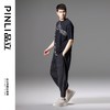 PINLI品立2024夏季新款国潮拼接短袖T恤男士玫瑰花刺绣休闲体恤衫B242111105 商品缩略图1