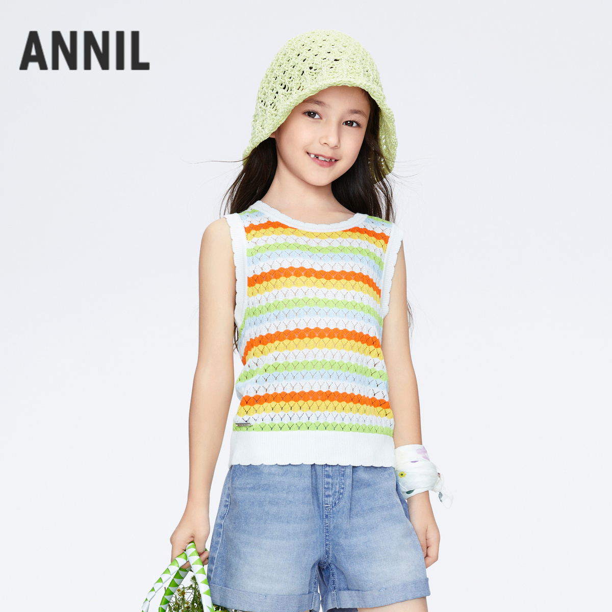 安奈儿女童女童装针织背心	ag422611