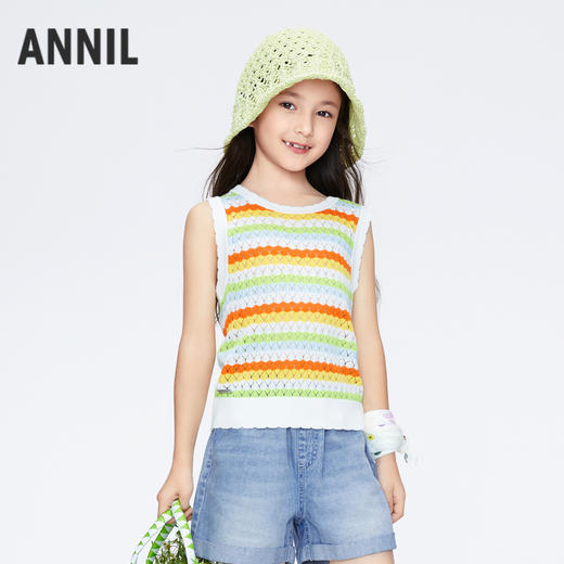 安奈儿女童女童装针织背心	ag422611 商品图0
