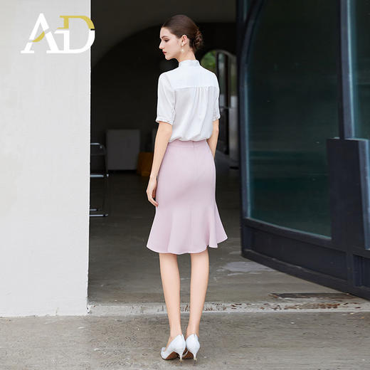 AD夏天穿搭一整套装裙2024高级感小洋装两件套光泽感系带衬衫短袖 商品图4