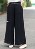 雀说 夏新款复古文艺纯色裤系带贴布口袋宽松显瘦长裤直筒裤女4ZF-23091 商品缩略图5