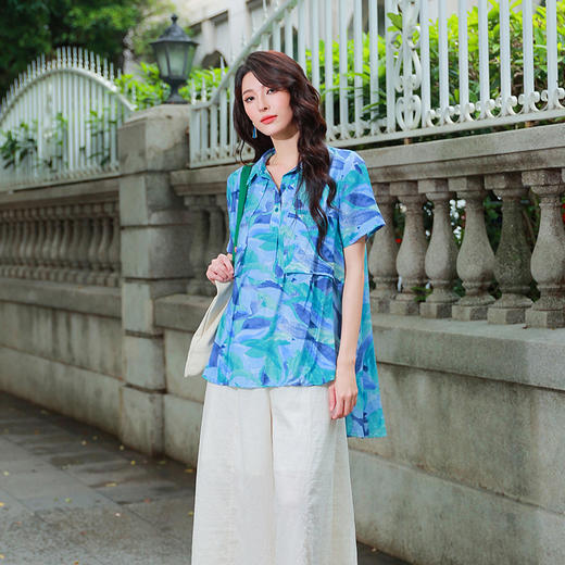 夏季衬衫 | 归遥层次感印花上衣 | 现货加急发 商品图0