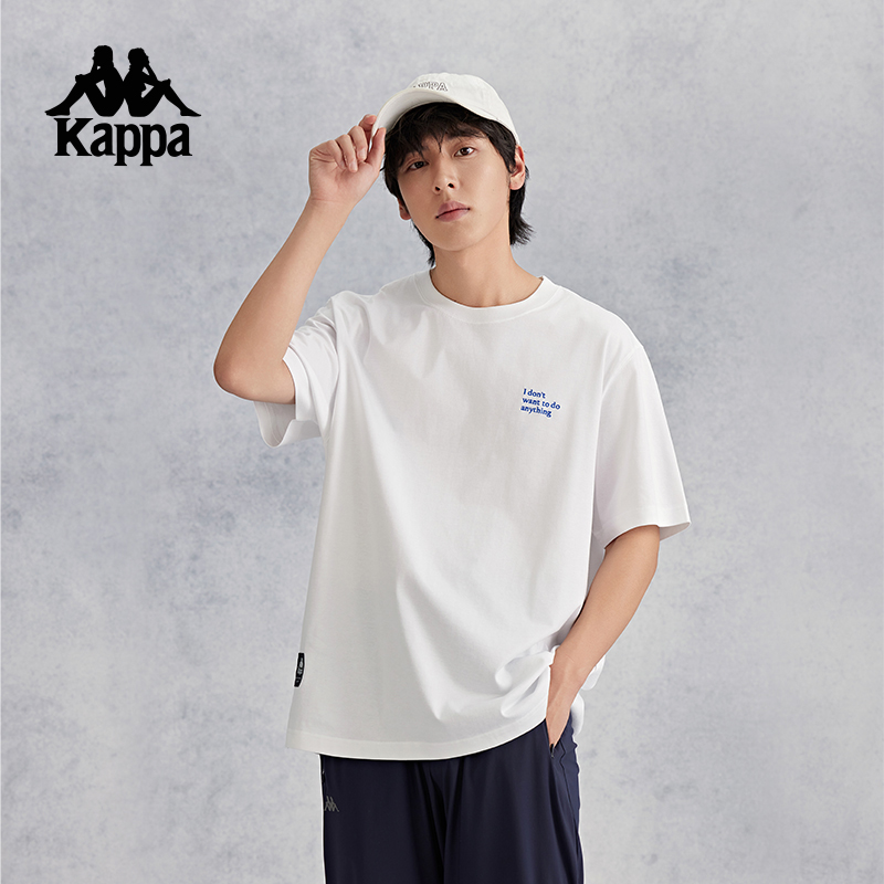 kappa卡帕背靠背纯棉男士t恤短袖2024新款夏季复古运动跑步上衣男K0E52TD66