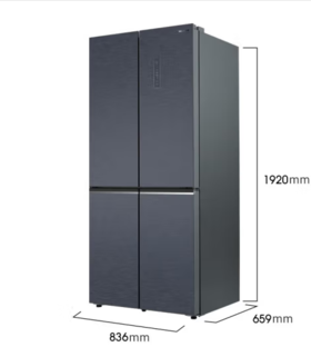 美菱（202657）大窄门十字四开门底部散热内嵌入式冰箱超薄双变频风冷无霜一级能效家用 BCD-600WUP9BT【星釉蓝