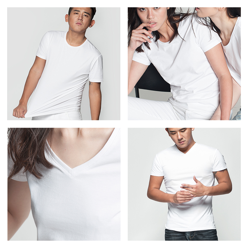 【特价清仓】男女经典款50支圆领/V领短袖T恤