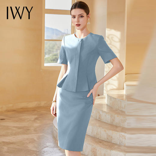 IWY/夏天职业装高级感两件套女蓝色西装套装裙教师工作服医美气质CS1974 商品图2