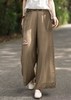 雀说 夏新款复古文艺纯色裤系带贴布口袋宽松显瘦长裤直筒裤女4ZF-23091 商品缩略图3