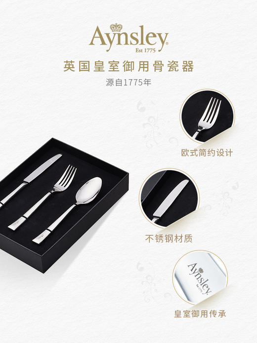 英国Aynsley安斯丽家用高档精致不锈钢西餐下午茶甜品刀勺叉套装 商品图3