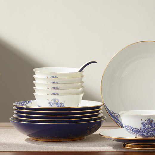 永丰源先生瓷海上明珠44头中餐具豪华餐具家用碗盘碟礼盒 商品图0