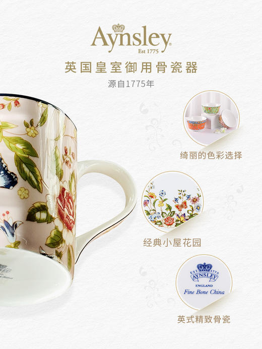 【样品特惠6折无原包装，仅1套，无货退款】英国Aynsley安斯丽小屋花园骨瓷家用饭碗面碗一人食碗盘餐具套装 商品图3