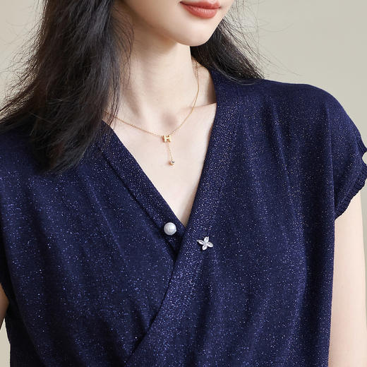 米思阳【重工冰丝高弹针织衫】2025夏季通勤职场v领休闲薄上衣女1053 商品图7