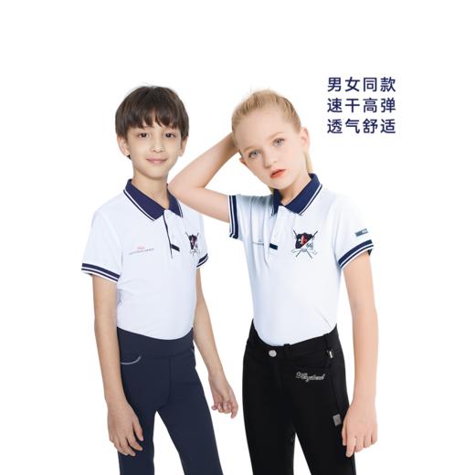 儿童马术t恤马术服装儿童夏短袖polo衫骑马服儿童马术上衣 商品图1