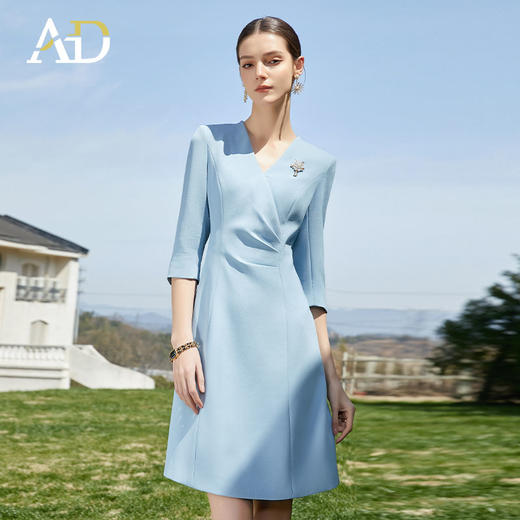 AD高级感职业连衣裙女士通勤OL西装裙夏季七分袖工作服上镜面试装 商品图1