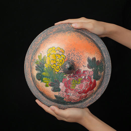 台湾陶艺大家 陈庆 聚宝罐 磨釉牡丹、荷花招财大摆件家用办公室风水罐客厅店铺大容量储存罐 商品图4