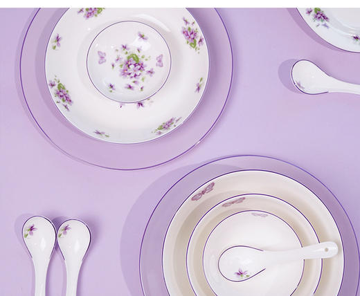 【清仓特惠4折，仅1套，无货退款】英国Aynsley安斯丽紫罗兰系列骨瓷餐具套装家用轻奢碗碟碗盘子 商品图4
