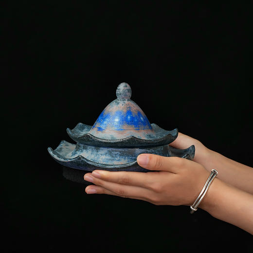 台湾陶艺大家 陈庆聚宝罐 翘脊牡丹亭招财罐大摆件家用办公室风水罐客厅店铺大容量储存罐 商品图2