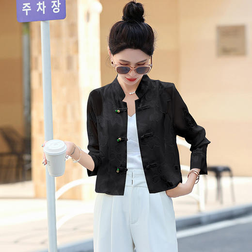 新中式国风短款防晒衣外套，时尚气质小香风薄款上衣HR-MYL5103 商品图1