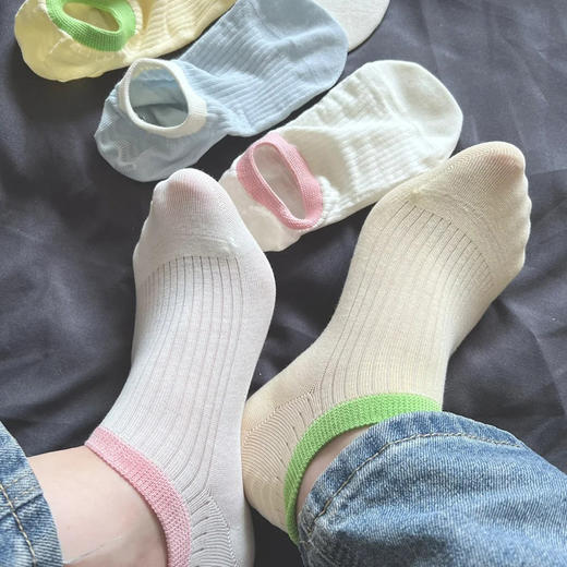 「24.9到手10双！夏季多巴胺」马卡龙一体机袜子女夏日多巴胺船袜不掉跟短袜女无骨浅口透气隐形袜配饰 商品图1