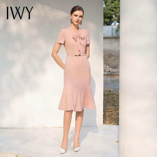 IWY/法式粉色连衣裙高级感飘带蝴蝶结西装裙优雅气质仙女约会裙子Q1112 商品图4