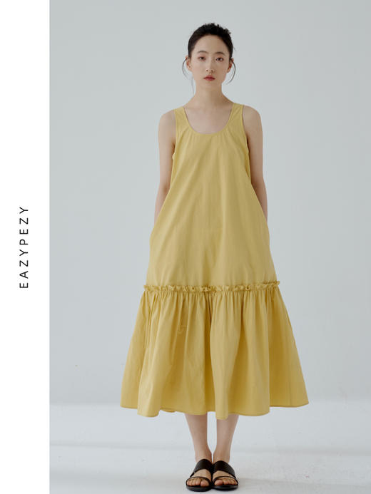 2024SS 抽褶蛋糕长绒棉连衣裙 商品图1