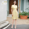 AD黄色连衣裙女时尚镶边小香风西装裙上班族职业正装裙中长款短裙 商品缩略图3