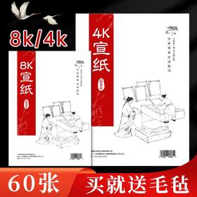 生宣纸8k国画宣纸学生画画专用4k书法专用高级书画宣纸熟宣纸小学
