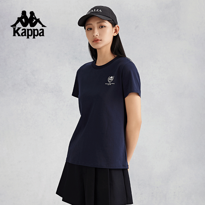 kappa卡帕背靠背新款复古修身短袖女夏季运动短袖t恤跑步上衣女士K0E62TD21