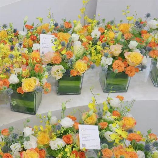 橙色系方缸桌花 商品图1