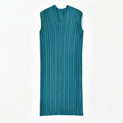 夏季V领显瘦优雅宽松复古气质压褶纯色连衣裙_ym 商品图4