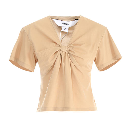 VIMAGE纬漫纪夏季新款V领扭结设计气质高级感上衣V2113722 商品图5