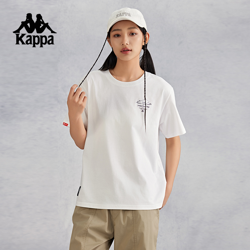 kappa卡帕背靠背运动短袖t恤女2024新款夏季纯棉跑步上衣半袖女款K0E62TD62