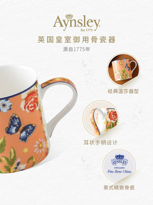 英国Aynsley安斯丽小屋花园家用骨瓷马克杯情侣杯茶杯办公室水杯 商品图3