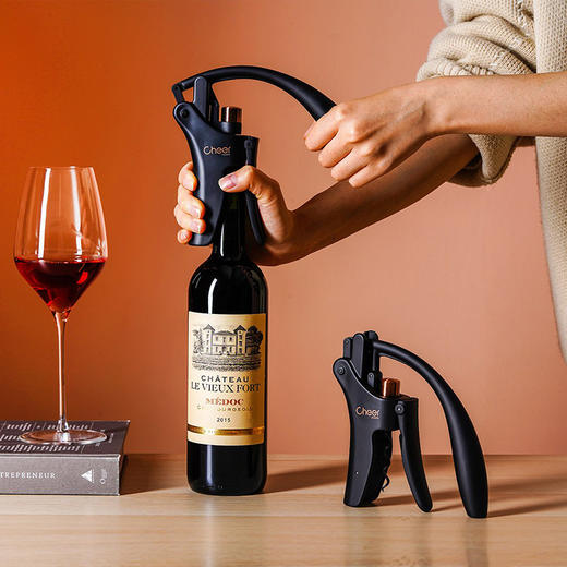 Cheer启尔 黑金兔头红酒手动开瓶器 乔迁新居礼品盒送礼商务套装 商品图3