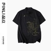PINLI品立夏季新款新中式刺绣立领衬衫男士国潮斜襟短袖衬衣B242113130 商品缩略图3