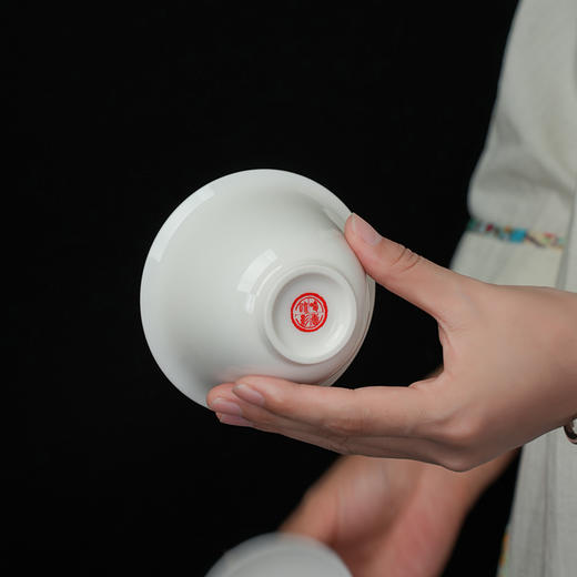 暗香疏影 悬停盖碗白瓷盖碗可悬停泡茶碗陶瓷功夫茶具二才 商品图3