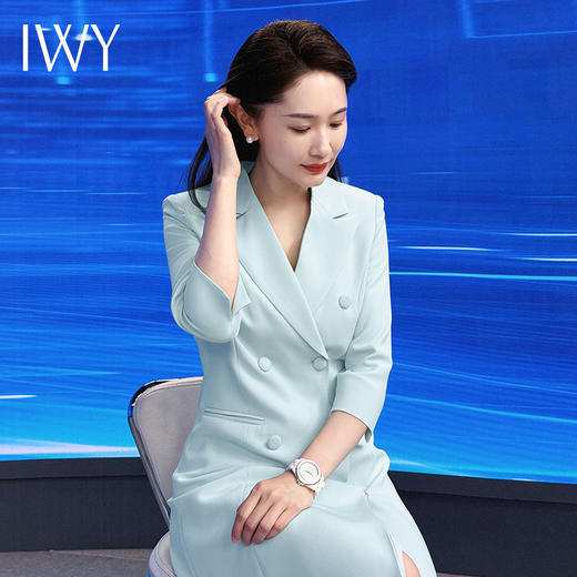 IWY/蓝色西装连衣裙高级播音主持人气质上镜演讲比赛教师录课正装Q14253 商品图2
