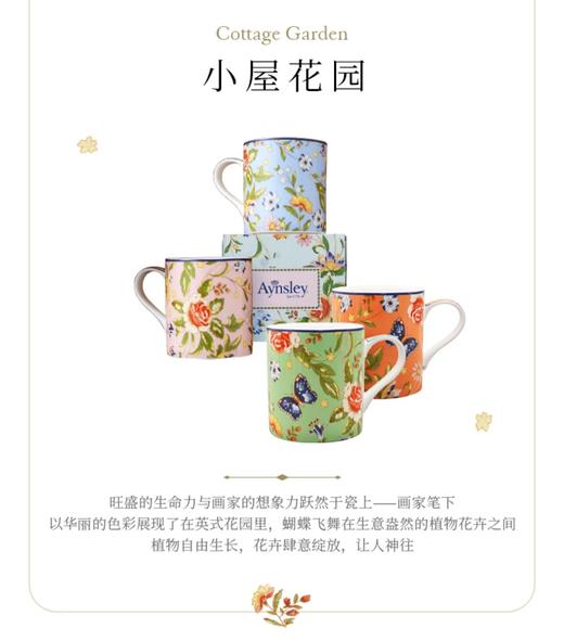 英国Aynsley安斯丽小屋花园家用骨瓷马克杯情侣杯茶杯办公室水杯 商品图4