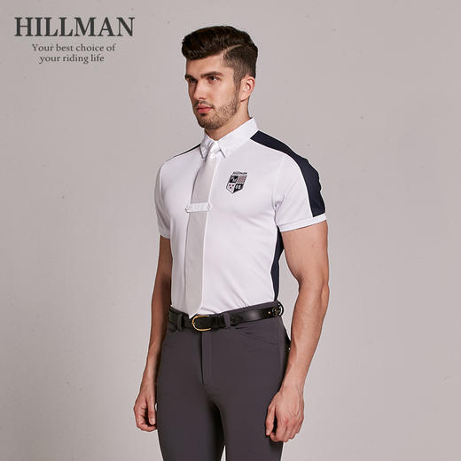 Hillman男式比赛衬衫马术T恤 骑马POLO衫马术运动上衣短袖 商品图1