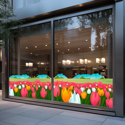 梵高星空玻璃贴纸向日葵油画装饰贴商场橱窗幼儿园教室门窗静电贴 商品图7