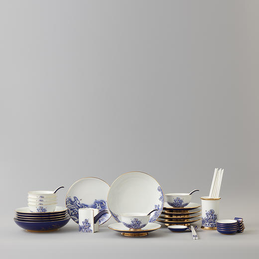 永丰源先生瓷海上明珠44头中餐具豪华餐具家用碗盘碟礼盒 商品图3