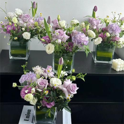 紫色系方缸桌花 商品图0