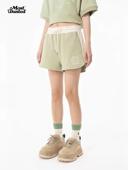 mostwantedlab彩虹/MWL-2312105/螺纹拼接复古校园刺绣短裤 商品图0