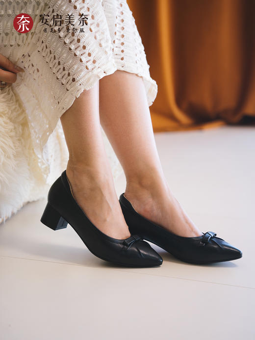 ARCH CONTACT安启美奈浅口时尚单鞋方跟羊皮女鞋52906 商品图1