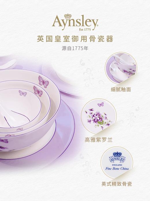 【清仓特惠4折，仅1套，无货退款】英国Aynsley安斯丽紫罗兰系列骨瓷餐具套装家用轻奢碗碟碗盘子 商品图2