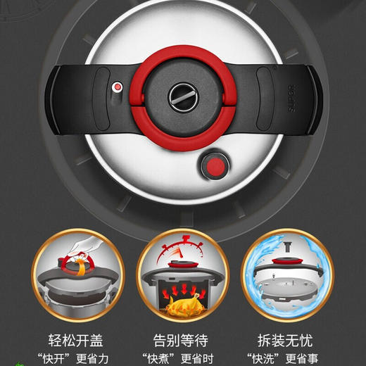 苏泊尔（SUPOR） 高压锅燃气压力锅304不锈钢高压锅 电磁炉煤气通用 容量大号蓝眼 直径22cm 5.5L YW223LB1 商品图3