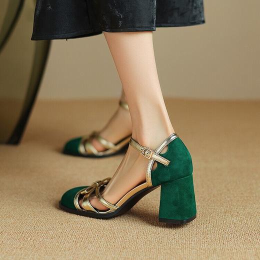 【预售5天】法式复古包头一字扣，拼色镂空中空气质凉鞋XMNEHD&H526 商品图2